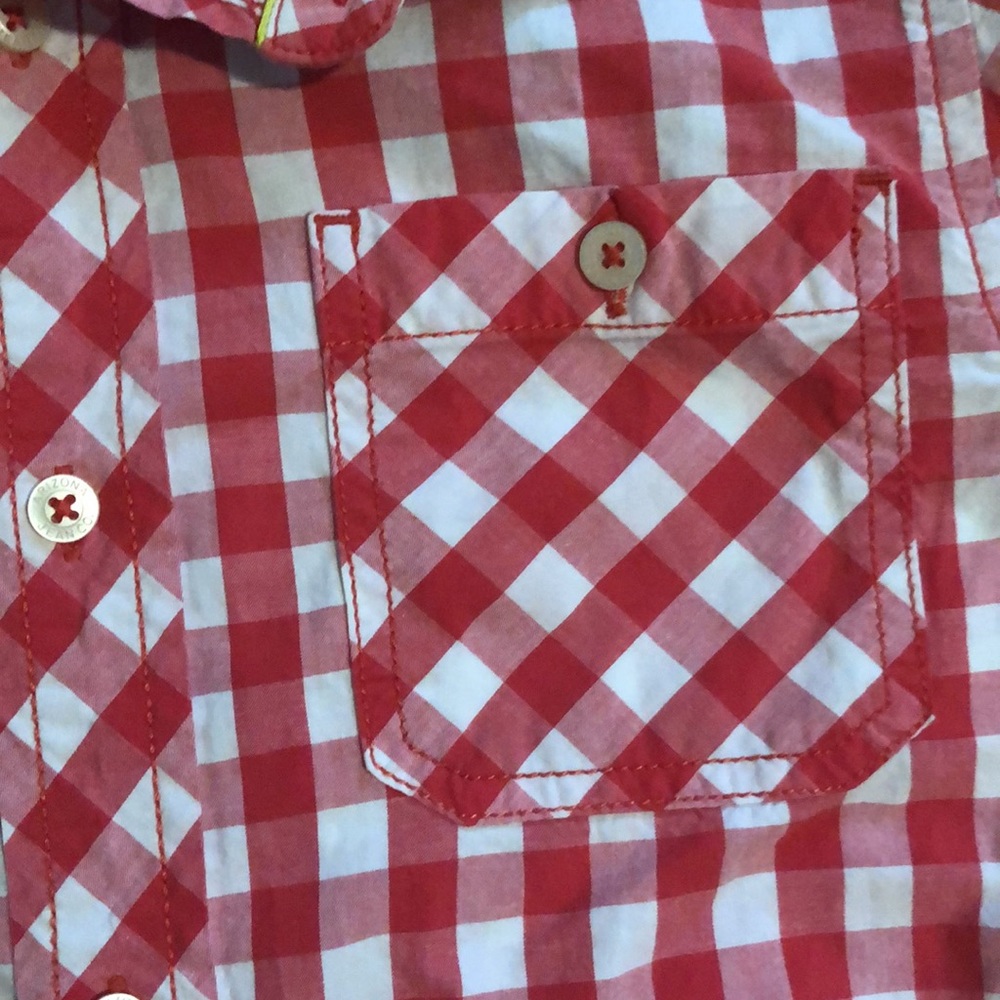 Boys casual long sleeve button down red and white checked shirt - Picture 3 of 6